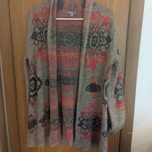 J. Jill Open Front Boho Aztec Southwest Knit Cardigan with Pockets Oversized- XS